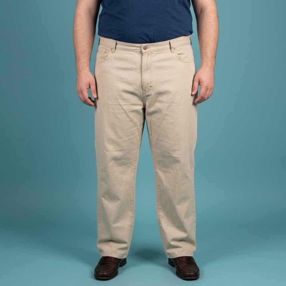 Calvin Klein Jeans Mens 40 Khaki Beige Cotton Straight Leg Pants